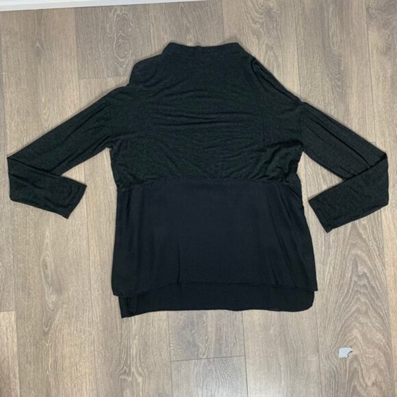 Aritzia Wilfred Blouse Top Long Sleeve Half Silk Mock neck Heathered Black XS - Picture 5 of 14